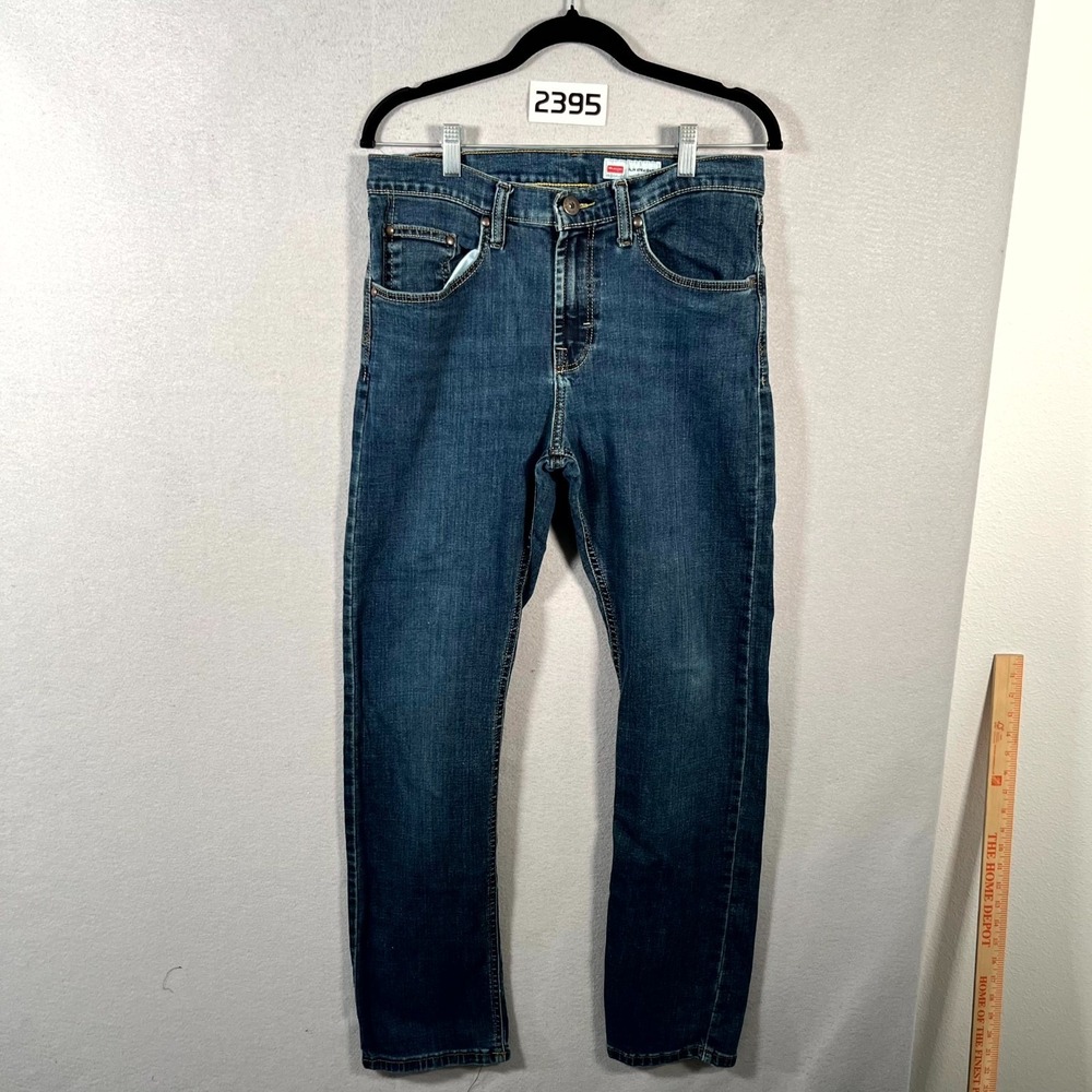 Wrangler Slim Straight Fit Jeans Mens 30x30 Blue Denim Cotton Stretch‎ Casual